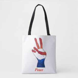 Patriotic Red White and Blue Peace Sign Hand Bags