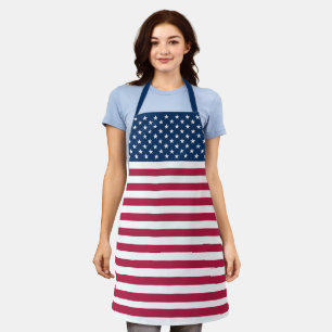 Patriotic red white and blue stars and stripes apron