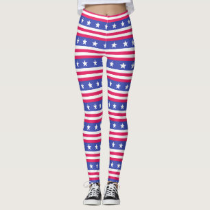 Patriotic Red, White, and Blue Stars and Stripes Leggings
