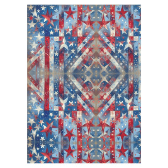 Patriotic Red, White and Blue Stars and Stripes  Tablecloth (Front)