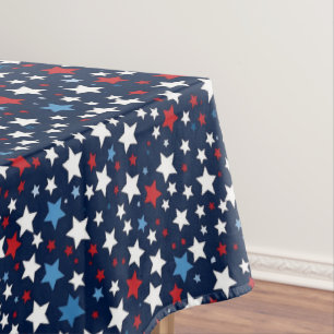 Patriotic Red, White and Blue Stars Tablecloth