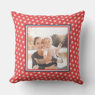 Patriotic Red, White, and Blue Stars with Photo Cushion
