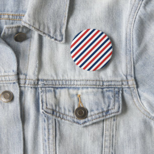 Patriotic Red White and Blue Stripes 6 Cm Round Badge