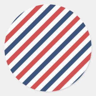 Patriotic Red White and Blue Stripes Classic Round Sticker