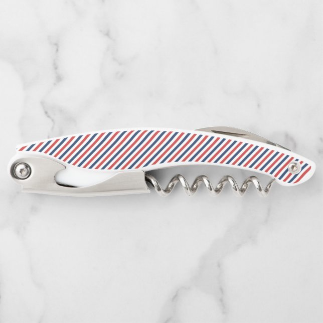 Patriotic Red White and Blue Stripes Corkscrew (Front)