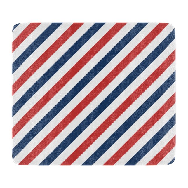 Patriotic Red White and Blue Stripes Cutting Board (Front)