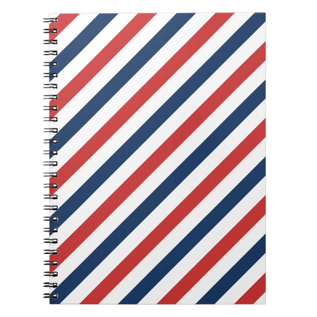 Patriotic Red White and Blue Stripes Notebook (Front)