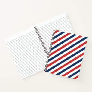 Patriotic Red White and Blue Stripes Notebook