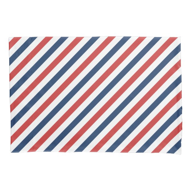 Patriotic Red White and Blue Stripes Pillowcase (Front)
