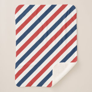 Patriotic Red White and Blue Stripes Sherpa Blanket