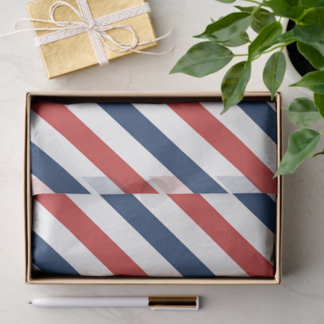 Patriotic Red White and Blue Stripes Tissue Paper (Gift)