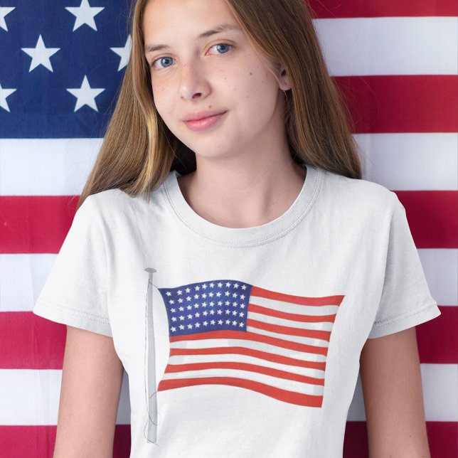 Patriotic Red White and Blue Trendy Girls T-Shirt (Creator Uploaded)