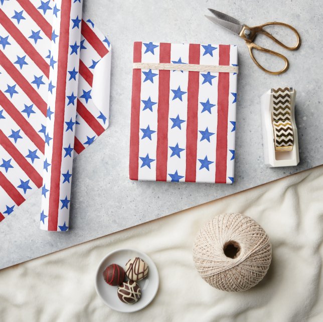 Patriotic Red white and blue Wrapping Paper (Crafts)