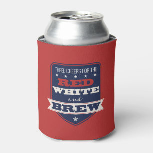 Patriotic Red White and Brew Personalised Can Cooler
