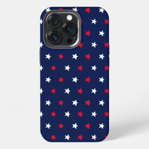 Patriotic red white and navy blue stars pattern iPhone 13 pro case