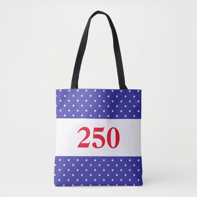 Patriotic Red White & Blue 250 Button Tote Bag (Front)