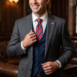 Patriotic Red White & Blue 4th of July Striped Tie