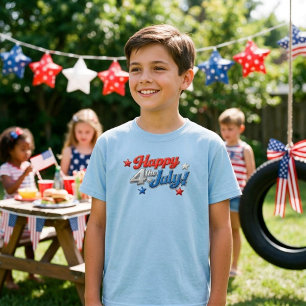 Patriotic Red White Blue 4th of July   T-Shirt