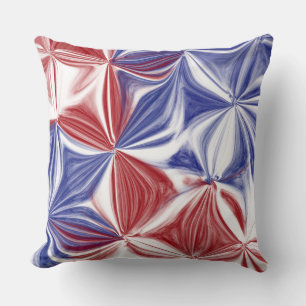 PATRIOTIC RED WHITE BLUE ABSTRACT CUSHION