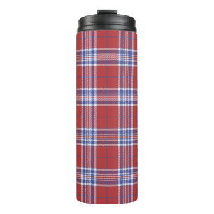 Patriotic Red White Blue American Plaid Thermal Tumbler