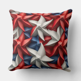 PATRIOTIC RED WHITE BLUE AMERICAN STARS CUSHION