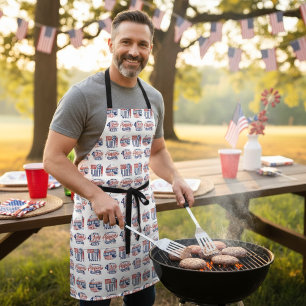 Patriotic Red White Blue Apron
