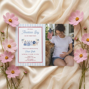 Patriotic Red White Blue Baby Shower Invitation