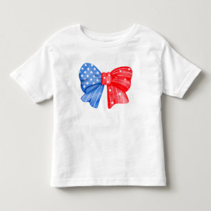 Patriotic Red White Blue Bow Personalised Toddler T-Shirt