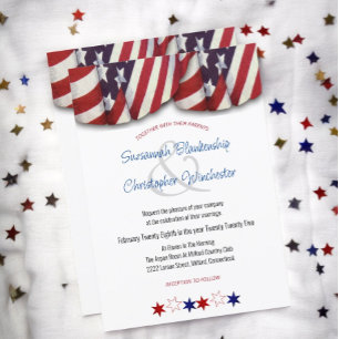 Patriotic Red White Blue Bunting and Stars Invitat Invitation