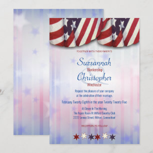 Patriotic Red White Blue Bunting Stars Background  Invitation