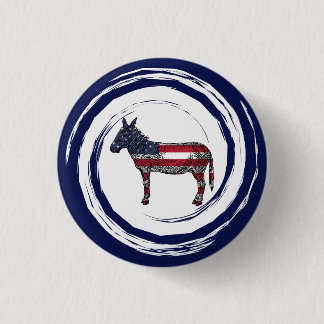 Patriotic Red White Blue Donkey 3 Cm Round Badge