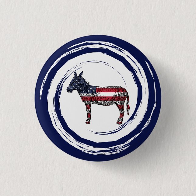 Patriotic Red White Blue Donkey 3 Cm Round Badge (Front)