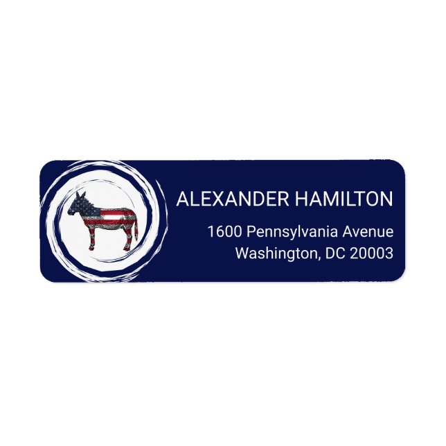 Patriotic Red White Blue Donkey Return Address (Front)
