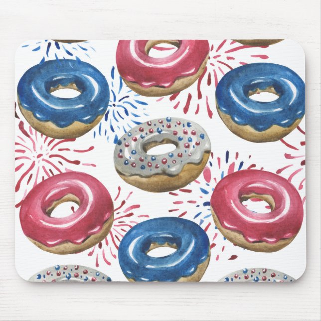 PATRIOTIC RED WHITE BLUE DONUTS MOUSE PAD (Front)