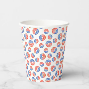 PATRIOTIC RED WHITE BLUE DONUTS PAPER CUPS