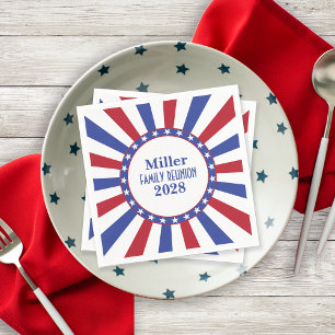 Patriotic Red White Blue Family Reunion Napkin