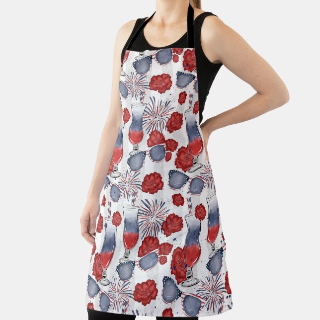 PATRIOTIC RED WHITE BLUE FESTIVE ITEMS APRON (Insitu)