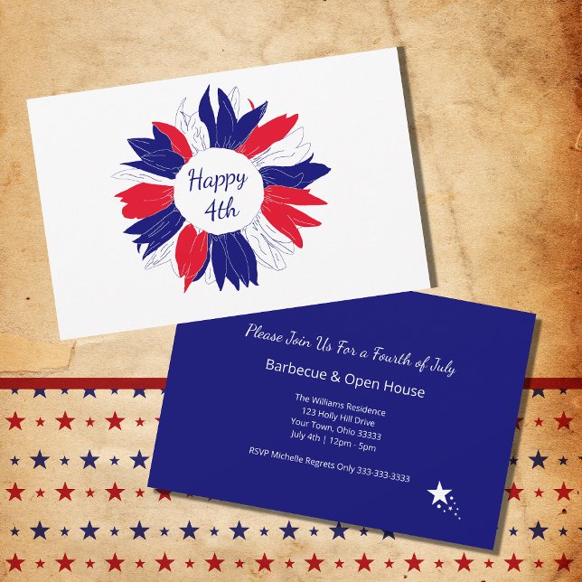 Patriotic Red White Blue Fourth of July Barbecue Invitation (Creator Uploaded)