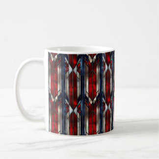 Patriotic Red White Blue Geometric Pattern Coffee Mug
