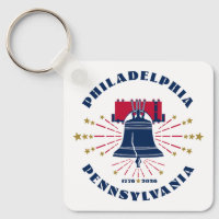 Patriotic Red White Blue Liberty Bell Keychain