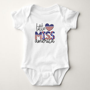 PATRIOTIC RED WHITE BLUE LITTLE MISS AMERICA BABY BODYSUIT