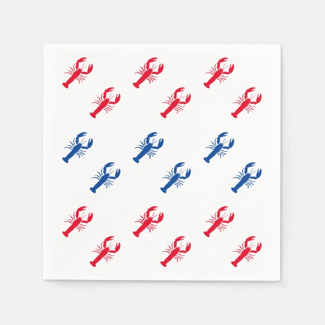 Patriotic red white blue lobster pattern modern napkin (Front)