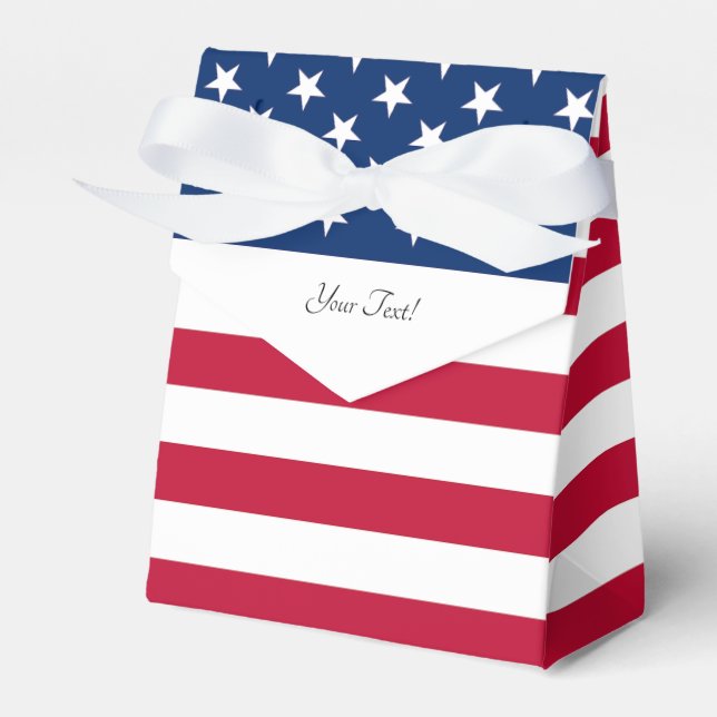 Patriotic Red White & Blue Old Glory Favour Boxes (Front Side)