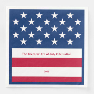 Patriotic Red White & Blue Old Glory Paper Dinner Napkin