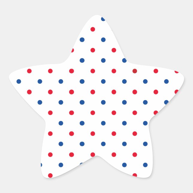 Patriotic red white blue polka dot pattern holiday star sticker (Front)