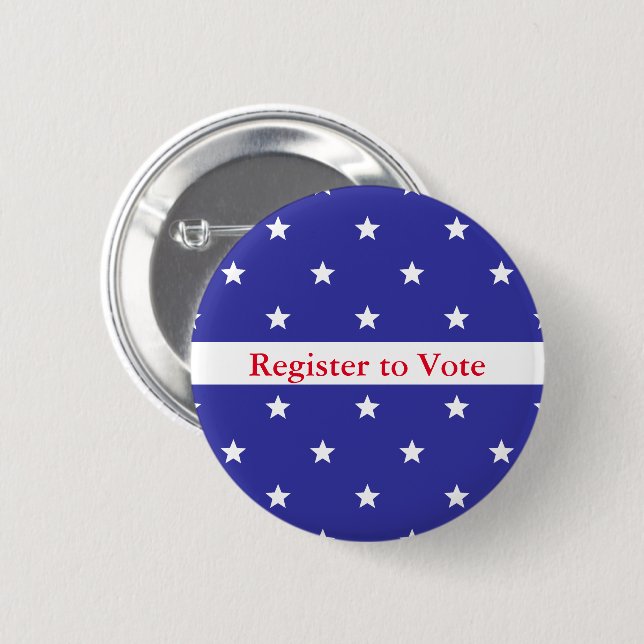 Patriotic Red White & Blue Register to Vote Button (Front & Back)