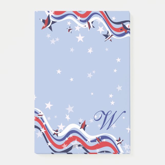 Patriotic Red White Blue Spangled Banner Stars Post-it Notes (Front)