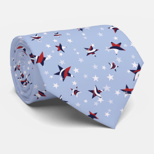 Patriotic Red White Blue Spangled Banner Stars Tie