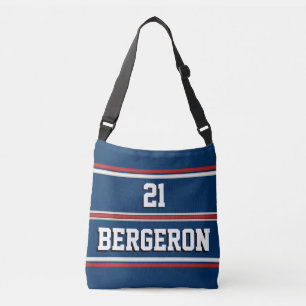 Patriotic Red White Blue Sports Jersey Stripes Crossbody Bag