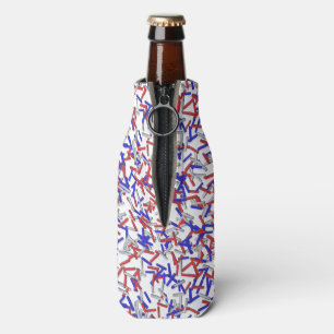 Patriotic Red White Blue Sprinkles Bottle Cooler